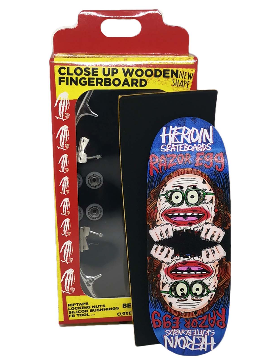 Close Up x Heroin Skateboards Fingerboard Complete - Razor Auntie Egg