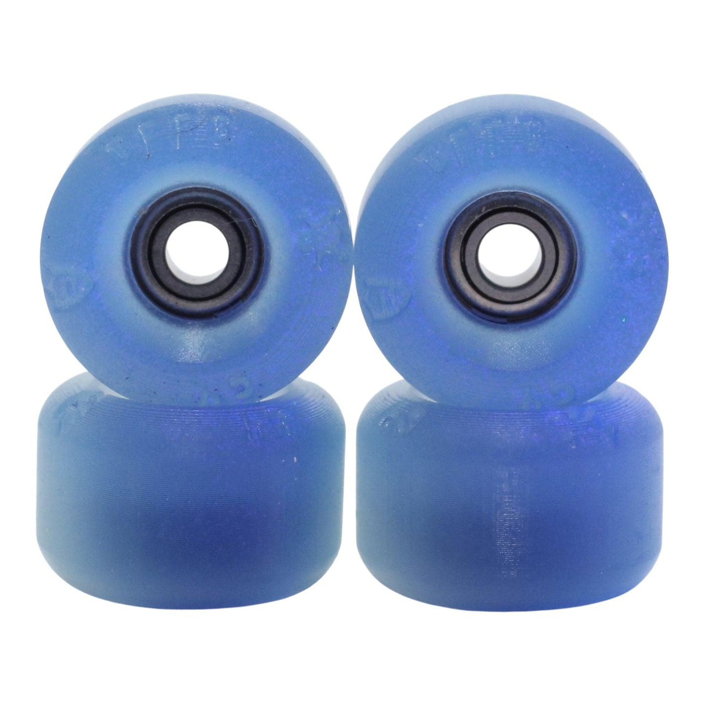 Blistered x Flatface x Blackriver G4-BR Fingerboard Wheels - Clear Sunshift into Blue Subtle Glow