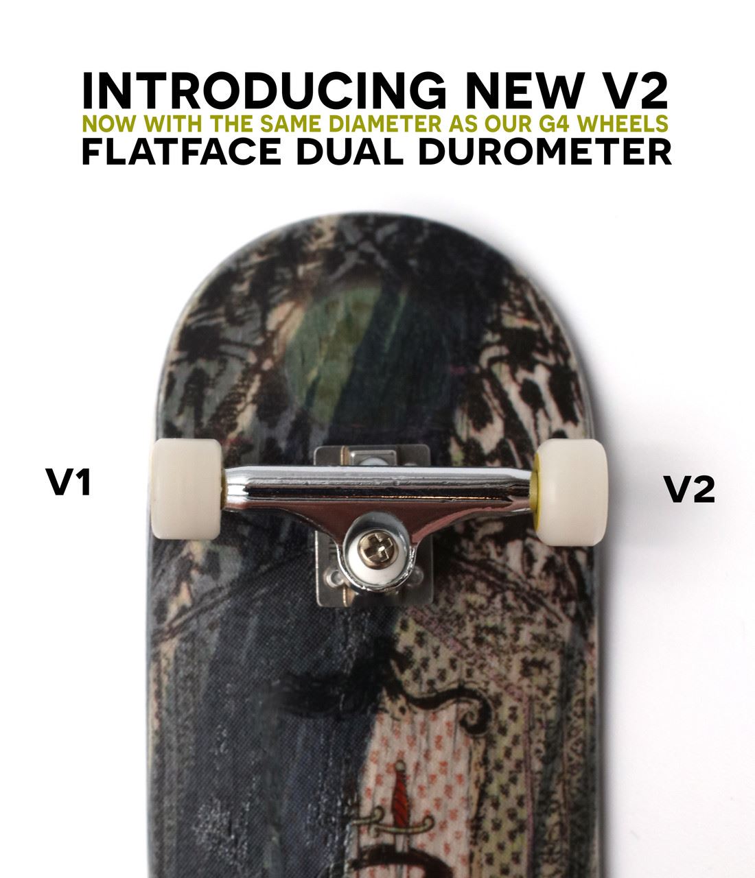 FlatFace Fingerboard Dual Durometer V2 Bearing Wheels - White and White