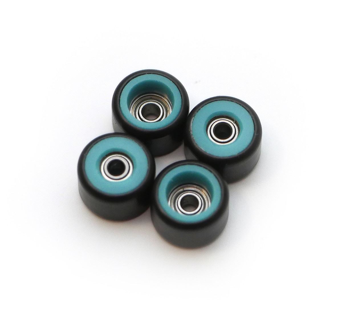 FlatFace Fingerboard Dual Durometer Bearing Wheels - Turquoise and Black