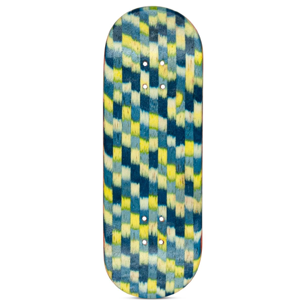 8THREE8 Fingerboard Deck - Blue and Yellow Grid
