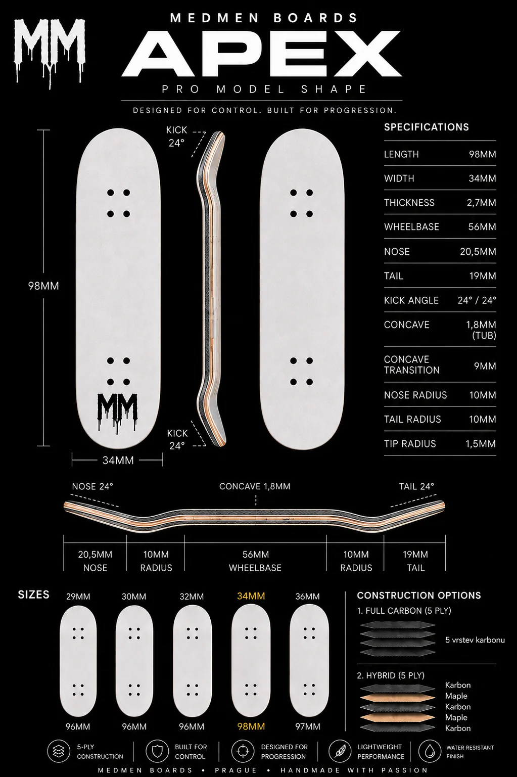 Medmen Carbon Fingerboard Deck - Bronze