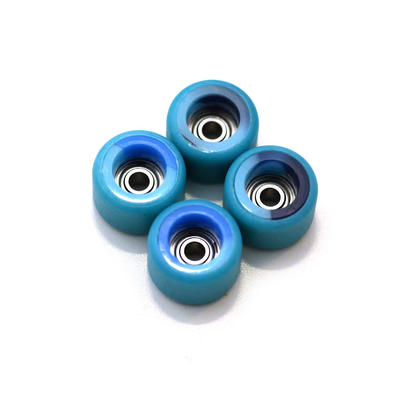 FlatFace Fingerboard Dual Durometer Bearing Wheels - Ocean Swirl and Turquoise