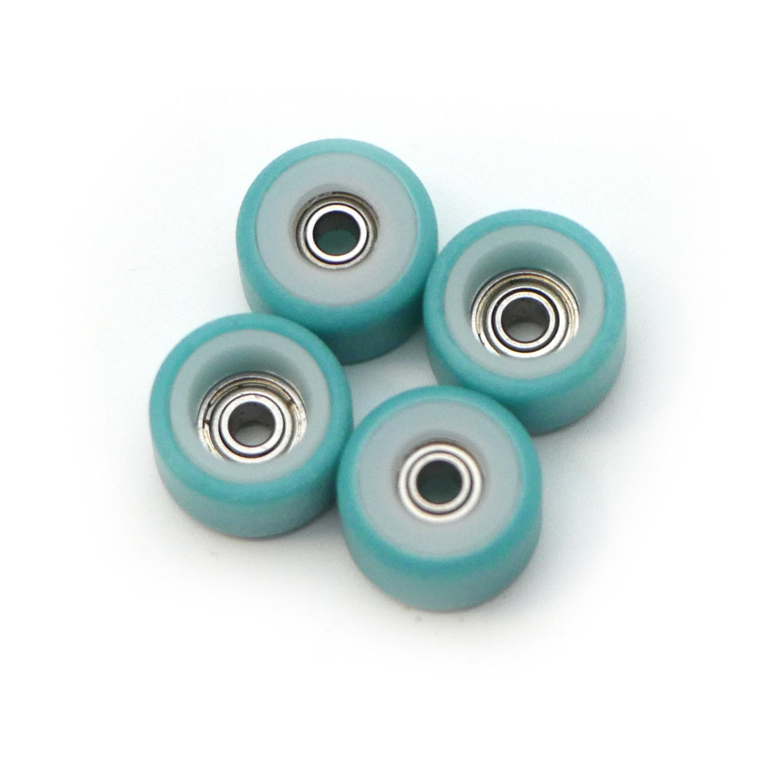 FlatFace Fingerboard Dual Durometer Bearing Wheels - White and Turquoise