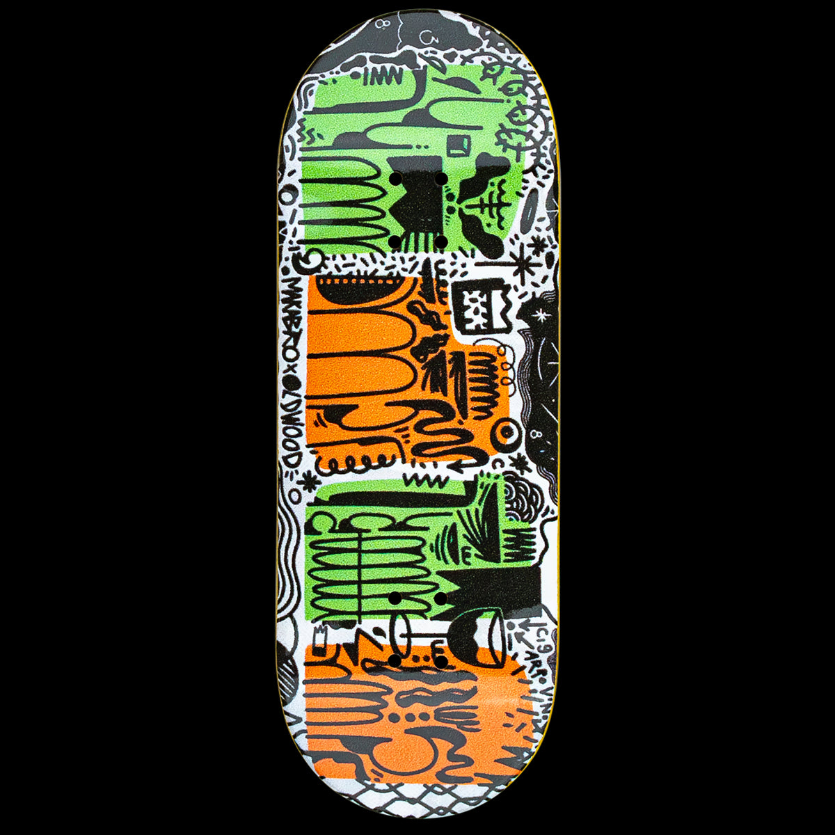 Oldwood Fingerboard Deck - Green x Orange