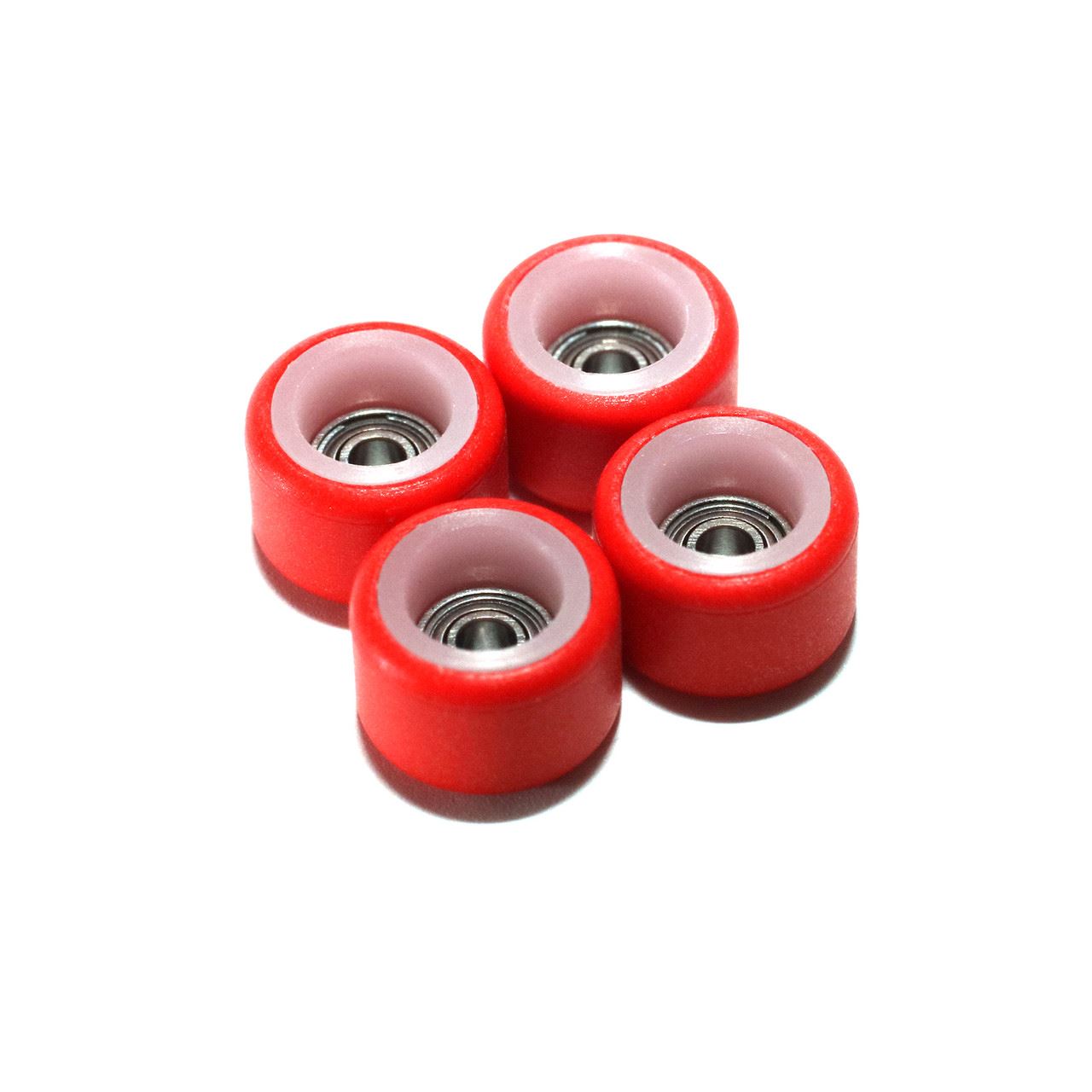FlatFace Fingerboard Dual Durometer Bearing Wheels - White and Red