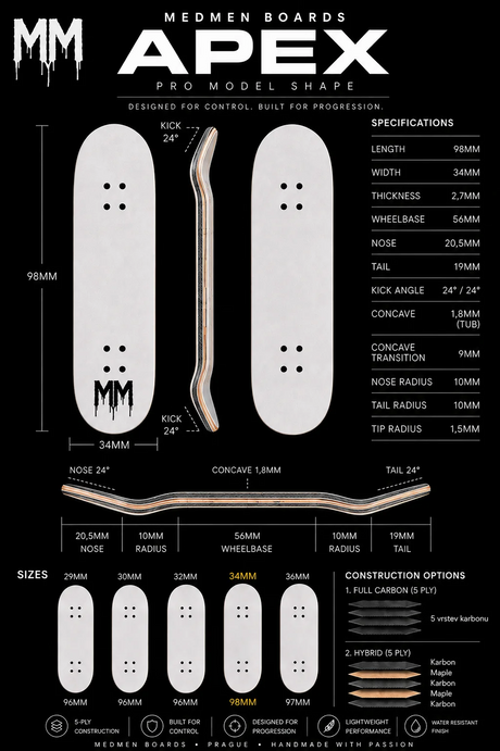 Medmen Hybrid Twill Fingerboard Deck - Yellow