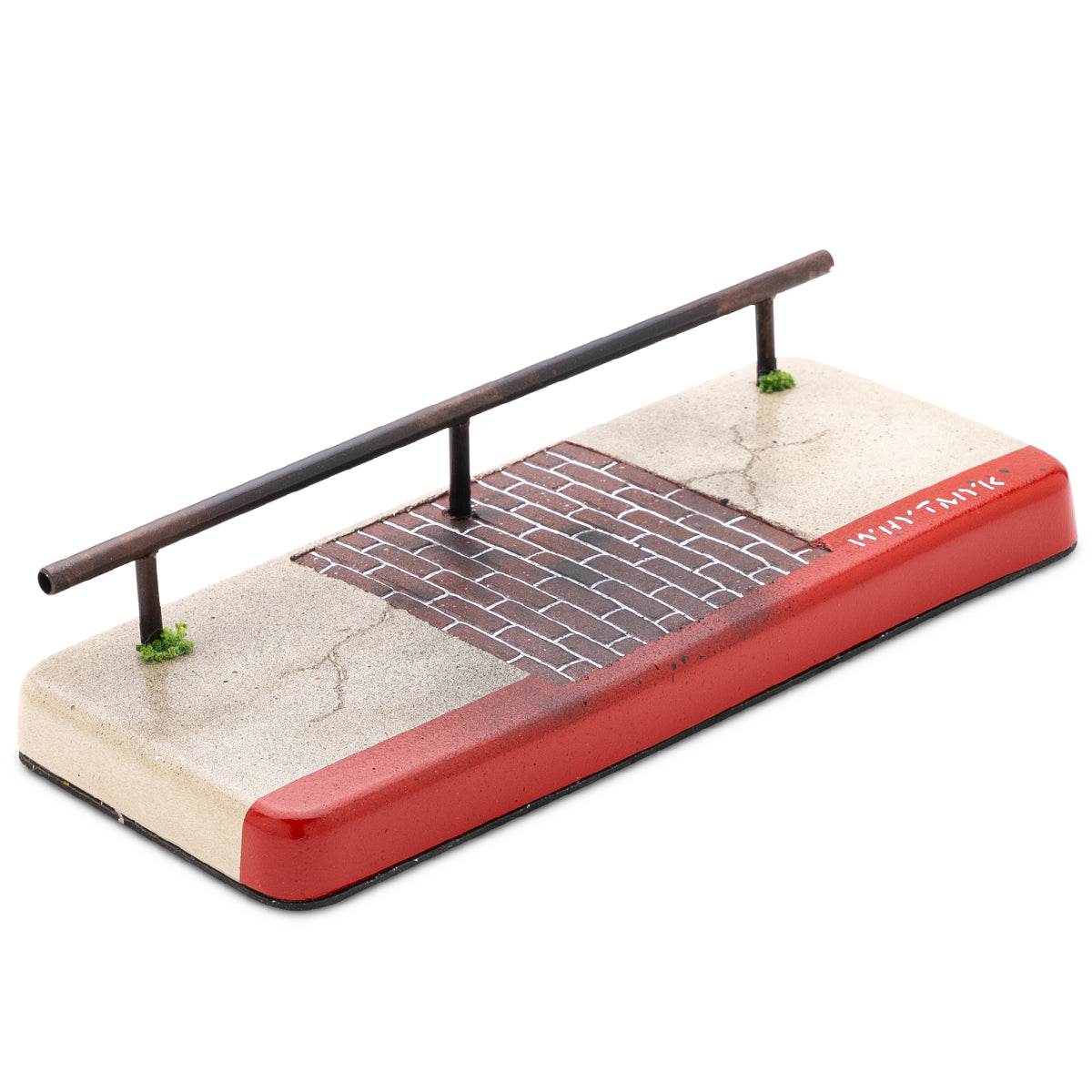 WhytMykConcrete Fingerboard Ramp - Sidewalk w/Brick and Low Round Rail