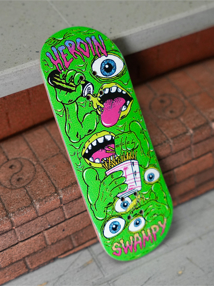 Chems x Heroin Skateboards Fingerboard Deck - Swampy Mutate or Die