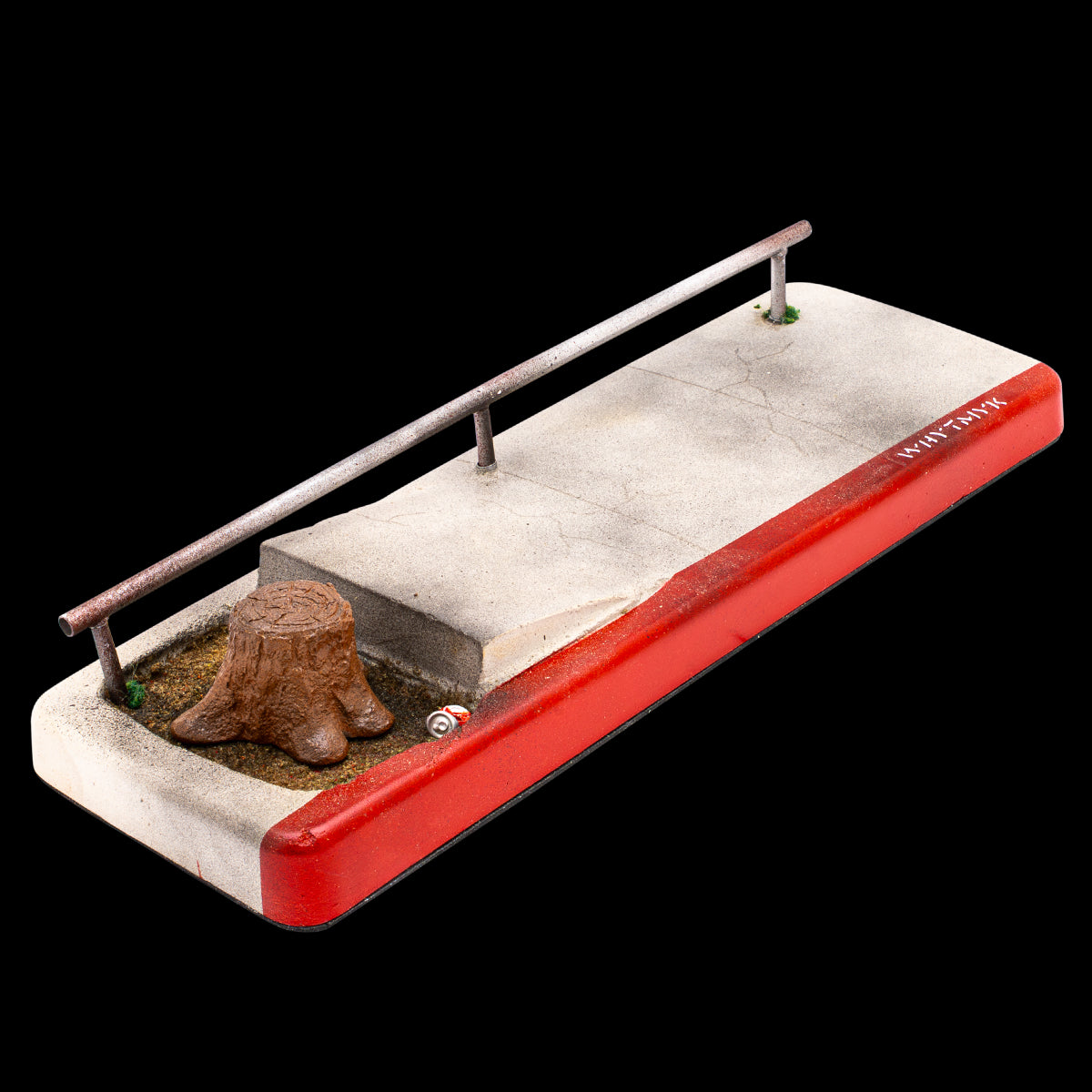 WhytMykConcrete Fingerboard Ramp - XXL Sidewalk with Low Rail and Tree Stump