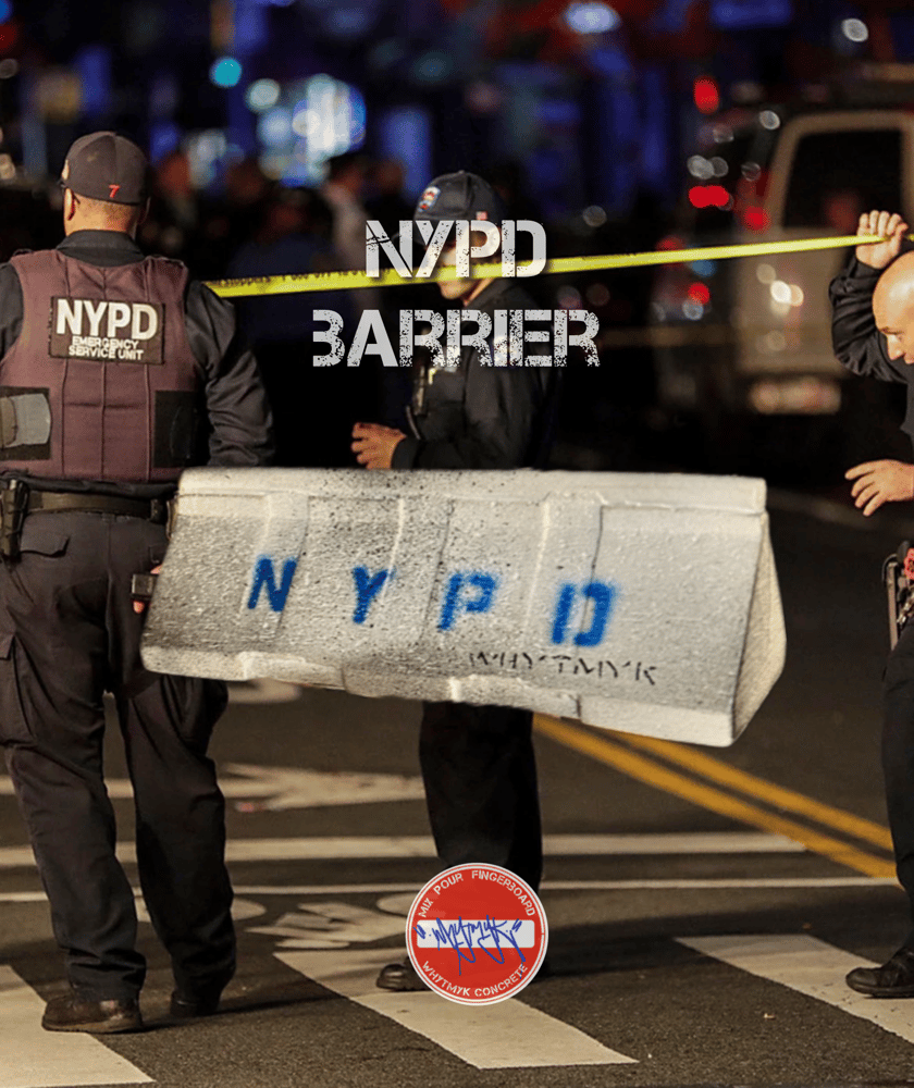 WhytMykConcrete Fingerboard Ramp - NYPD Barrier